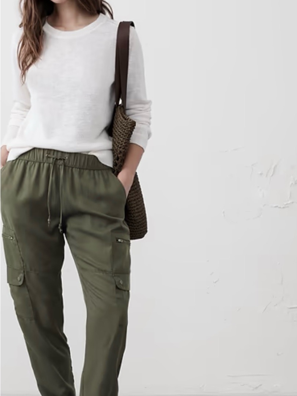 Banana Republic Factory Soft Tencil Cargo Jogger Pants Green S, NWT